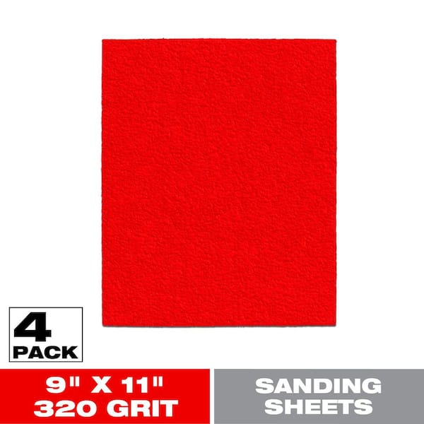 9 in. x 11 in. 320-Grit Sanding Sheet (4-Pack)