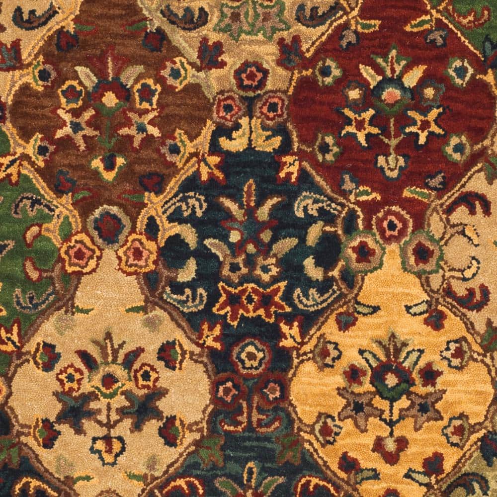 Beige & Burgundy Hand-Tufted Wool Rectangular Area Rug, 4' x 6'
