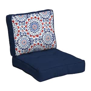 Plush PolyFill 24 in. x 24 in. 2-Piece Deep Seating Outdoor Lounge Chair Cushion in Clark Blue