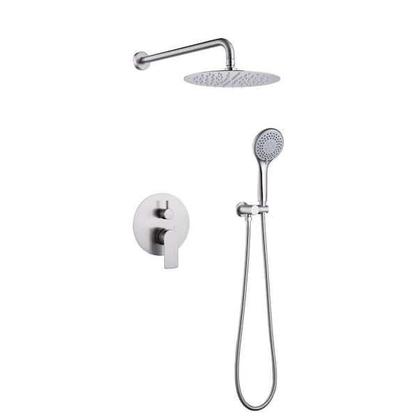 FORCLOVER Double Handle 2-Spray Shower Faucet 1.8 GPM with Pressure Balance, Anti Scald in Brushed Nickel