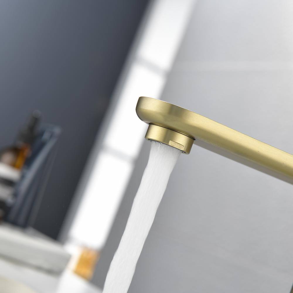 Brushed Gold Single Handle Brass Bathroom Faucet