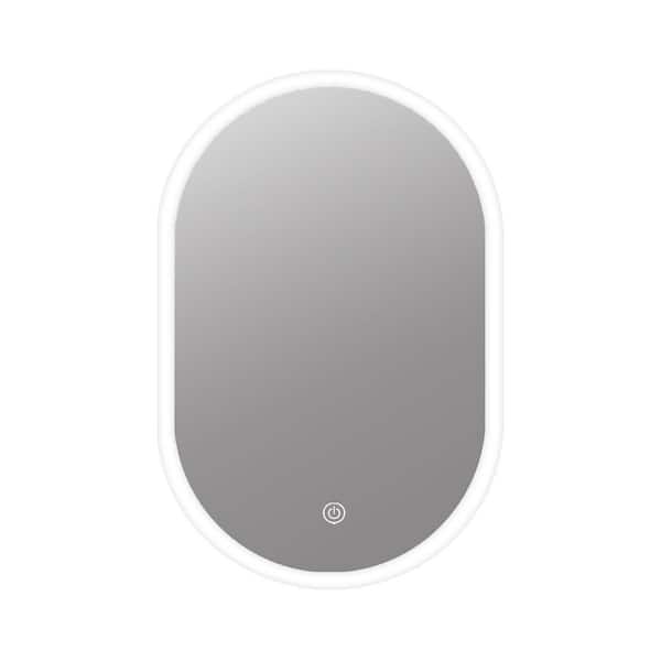Unbranded 26 in. W x 18 in. H Oval Frameless Wall Bathroom Vanity Mirror with Light