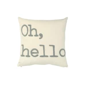 "Oh, hello" Embroidered Square Cotton Pillow