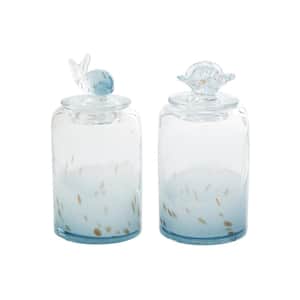 Blue Glass Decorative Jars (Set of 2)