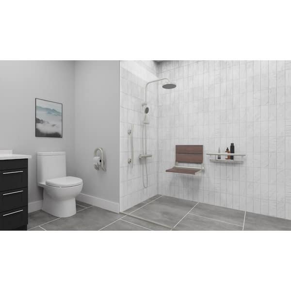 INVISIA SerenaSeat Pro 18 in. Folding Medium Bamboo Shower Seat ADA Compliant Support Up to 500 lbs. in Chrome INV WSFD 18 MEDIUM CP The Home Depot