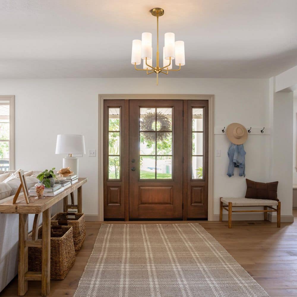 Velour 6-Light Gold Classic Chandelier with White Fabric Shade price history on PriceWatchPro