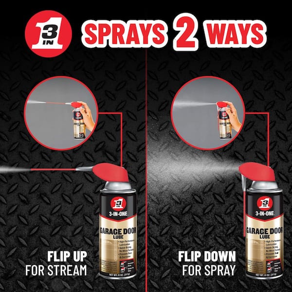 3-IN-ONE Garage Door Lubricant with Smart Straw Sprays 2 Ways, 11 OZ Twin  Pack, 100584 