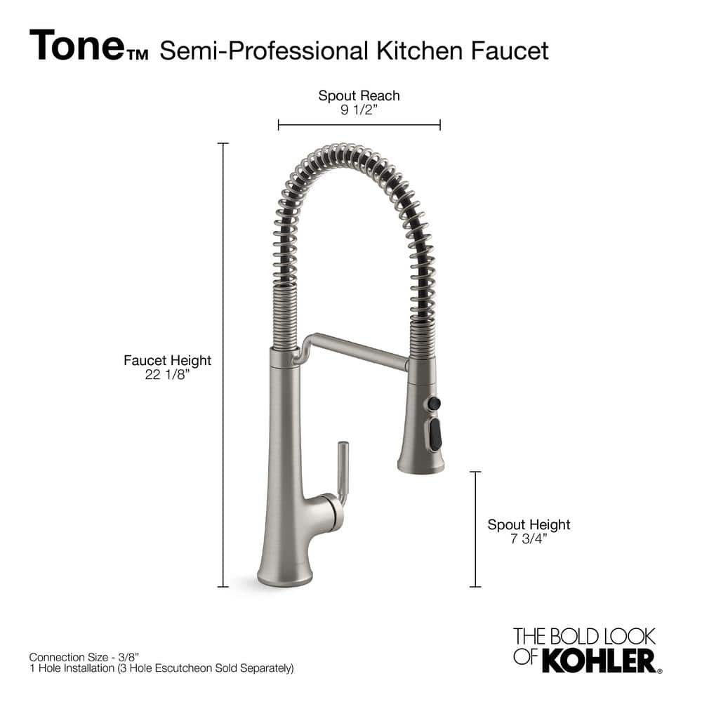 Tone Vibrant Stainless Pull-Down Kitchen Faucet with Three-Function Spray