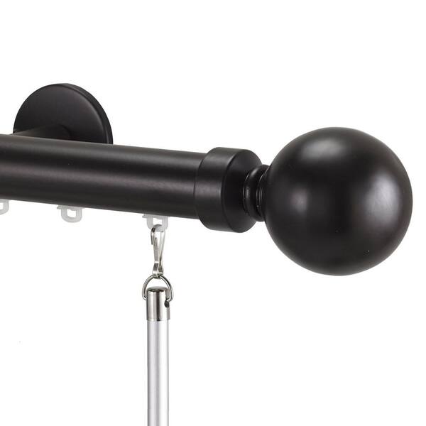 Art Decor Tekno Pro 120 in. Non-Adjustable 1.13 in. Diameter Traverse Curtain Rod Set with Ball Finial in Maroon