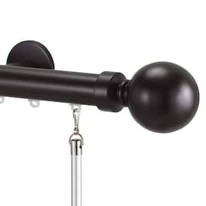 Tekno Pro 84 in. Non-Adjustable 1.13 in. Diameter Traverse Curtain Rod Set with Ball Finial in Maroon