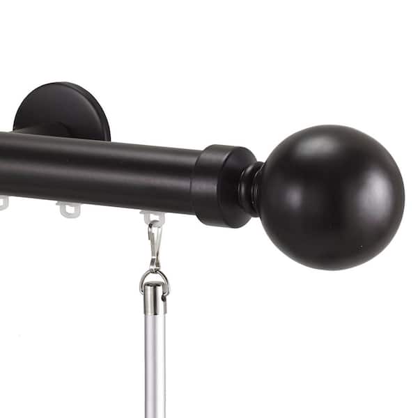 Tekno Pro 96 in. Non-Adjustable 1.13 in. Diameter Traverse Curtain Rod Set with Ball Finial in Maroon