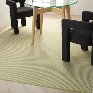 Courtyard Ivory Green 9 ft. x 12 ft. Geometric Contemporary Indoor/Outdoor Patio Area Rug