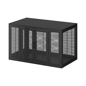 Lyromix Dog Crate Furniture Large Breed TV Stand with 2 Sliding Doors