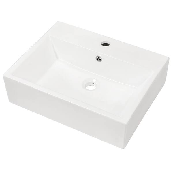 Staykiwi 6 in Wall-Mounted Rectangular Bathroom Sink in White Ceramic ...