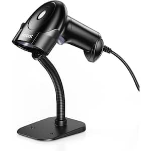 Barcode Scanner with Stand, Black for POS Computer Support Automatic Screen Scanning