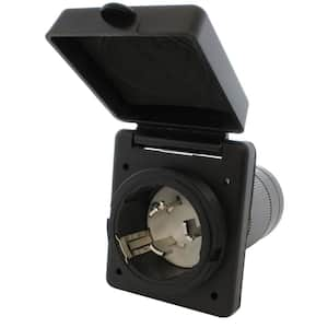 50 Amp Locking 4-Wire SS2-50 RV/Marine Inlet in Black with Cover and 1-Year Limited Warranty