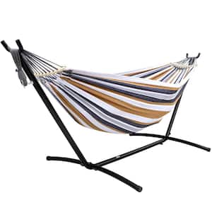 Portable Brown White Hammock Bed with Stand Set with Carrying Bag