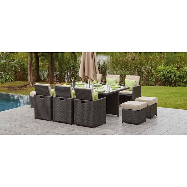 11 piece rattan online cube set