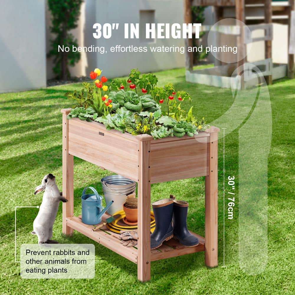 Burlywood Fir Wood Raised Garden Bed Planter 33"x18"x30"
