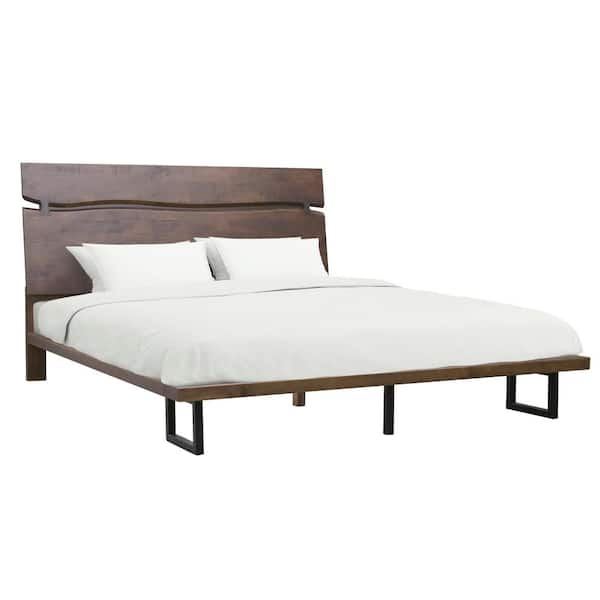 Steve Silver Pasco Brown Wood Frame King Platform Bed with Distressed Finish