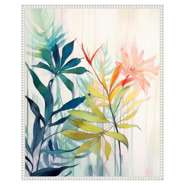 Amanti Art Pink and Yellow Floral Elegance I by Irena Orlov 23 in. W x 28 in. H. Canvas Wall Art Print Framed in White