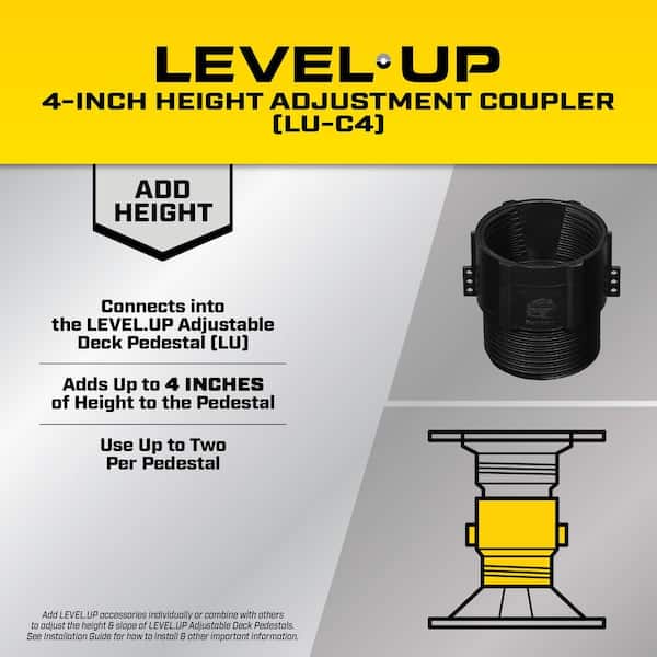 Level.Up Pedestal System Accessory Height Coupler 4 in. (6-Pack)