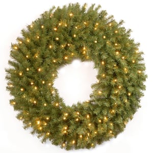 30 in. Artificial Battery Operated Norwood Fir Wreath with Warm White LED Lights