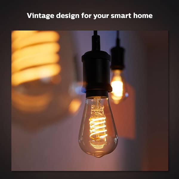 Philips hue Filament エジソンバルブ Philips Hue 40-Watt Equivalent A19 Smart LED Vintage Edison Soft