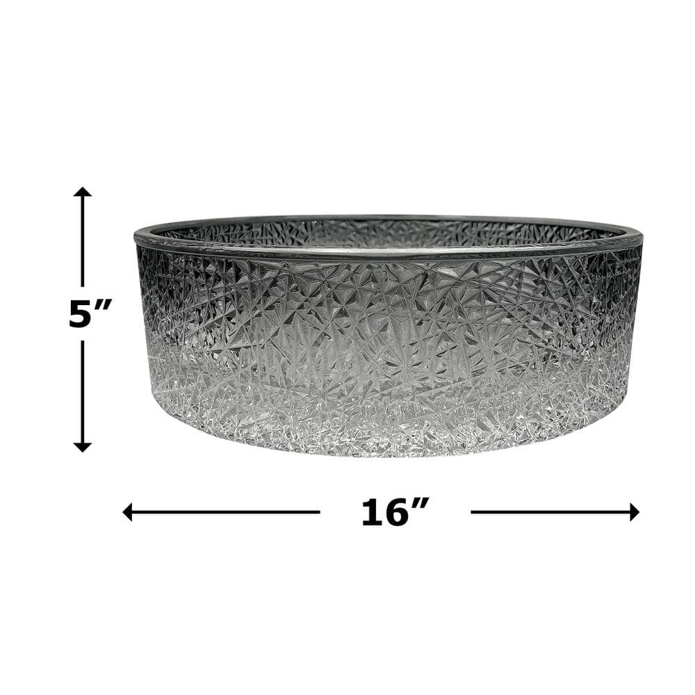 16'' Round Textured Clear Glass Vessel Sink