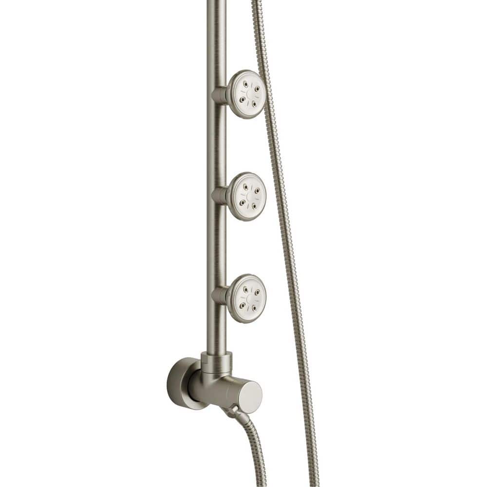 Brushed Nickel Multi-Function Shower System with Adjustable Height