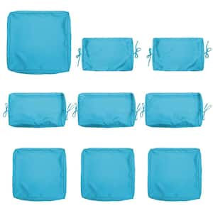 9-Piece 25.6 in. Outdoor Cushion Covers Lake Blue