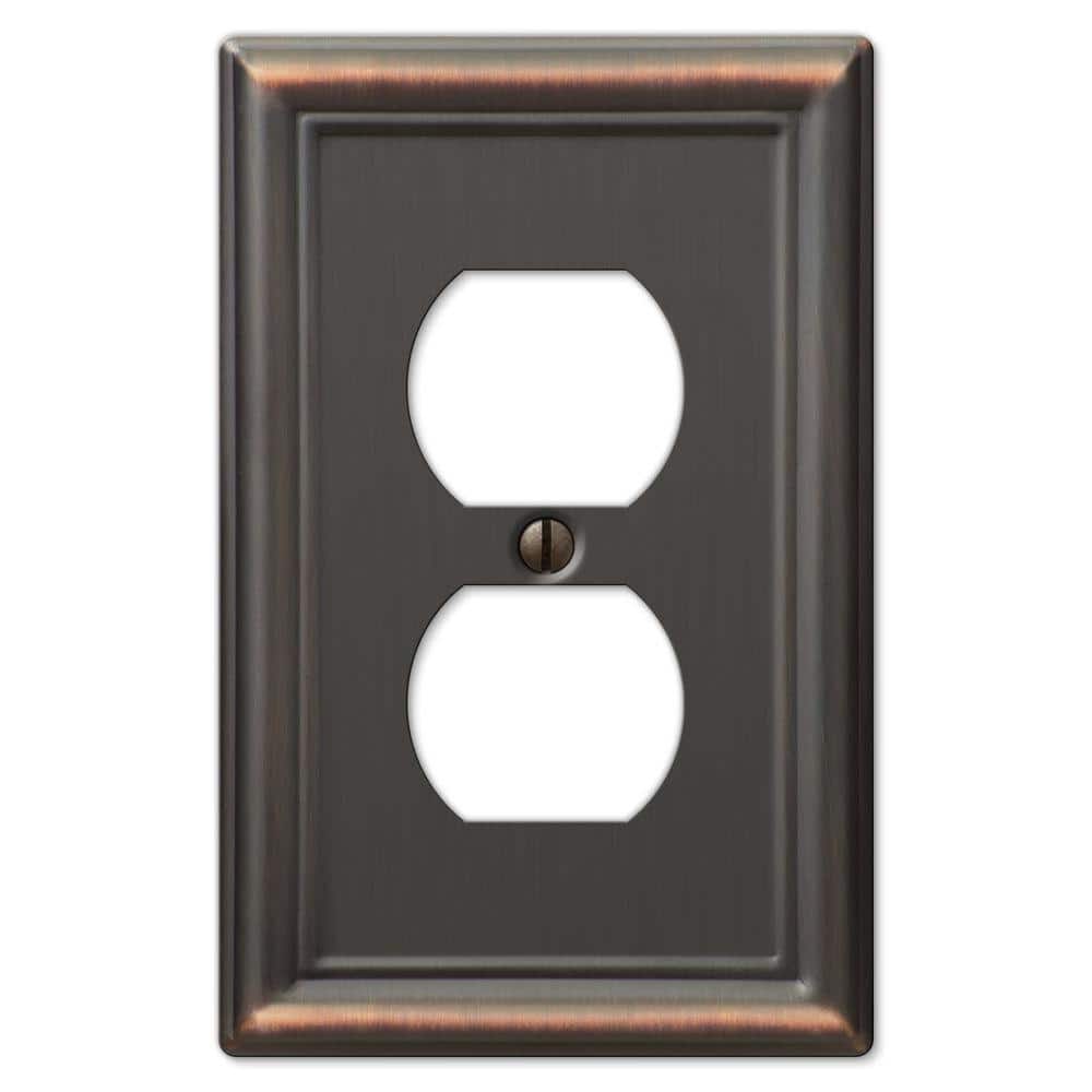 Amerelle Aged Bronze 1-Gang Steel Duplex Wall Plate