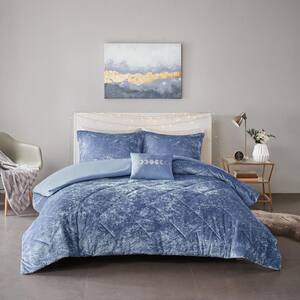 Isabel 4-Piece Blue Polyester Full/Queen Duvet Cover Set