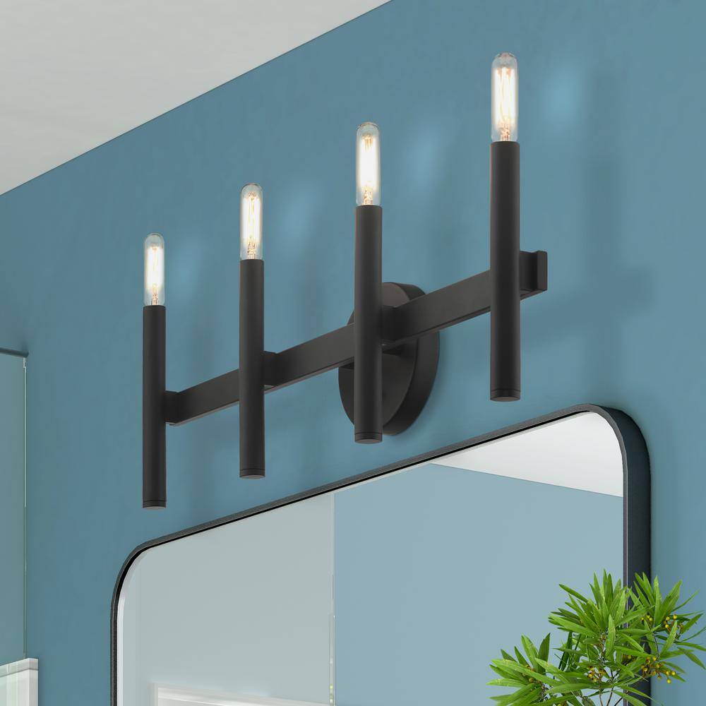 Copenhagen Black Steel 4-Light Dimmable Vanity Sconce