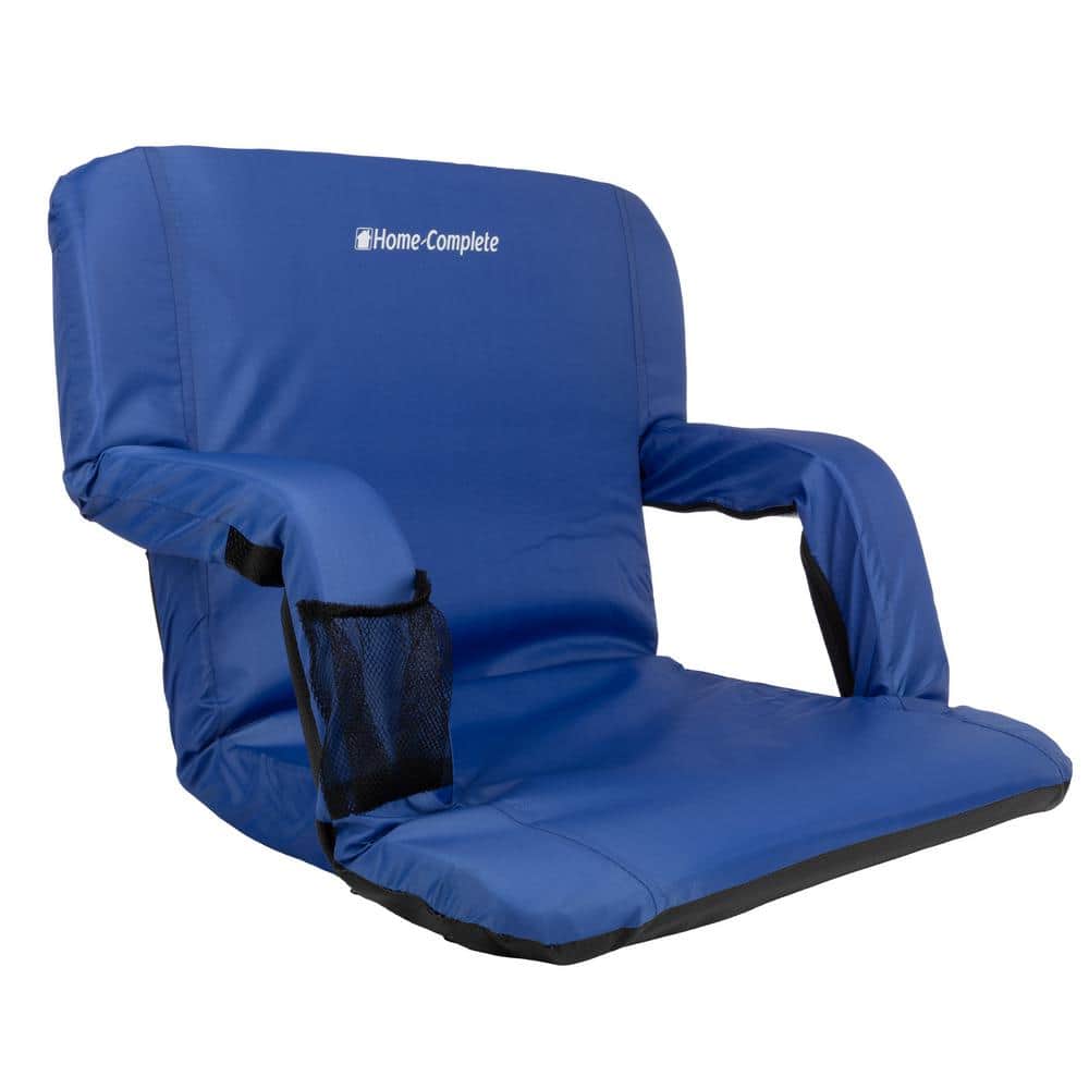 Blue Cushioned Wide Stadium Seat Chair with Carry Straps