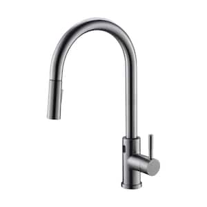 Single Hole Single-Handle Pull-Down Sprayer Kitchen Faucet with Touch Sensor in Brushed Nickel