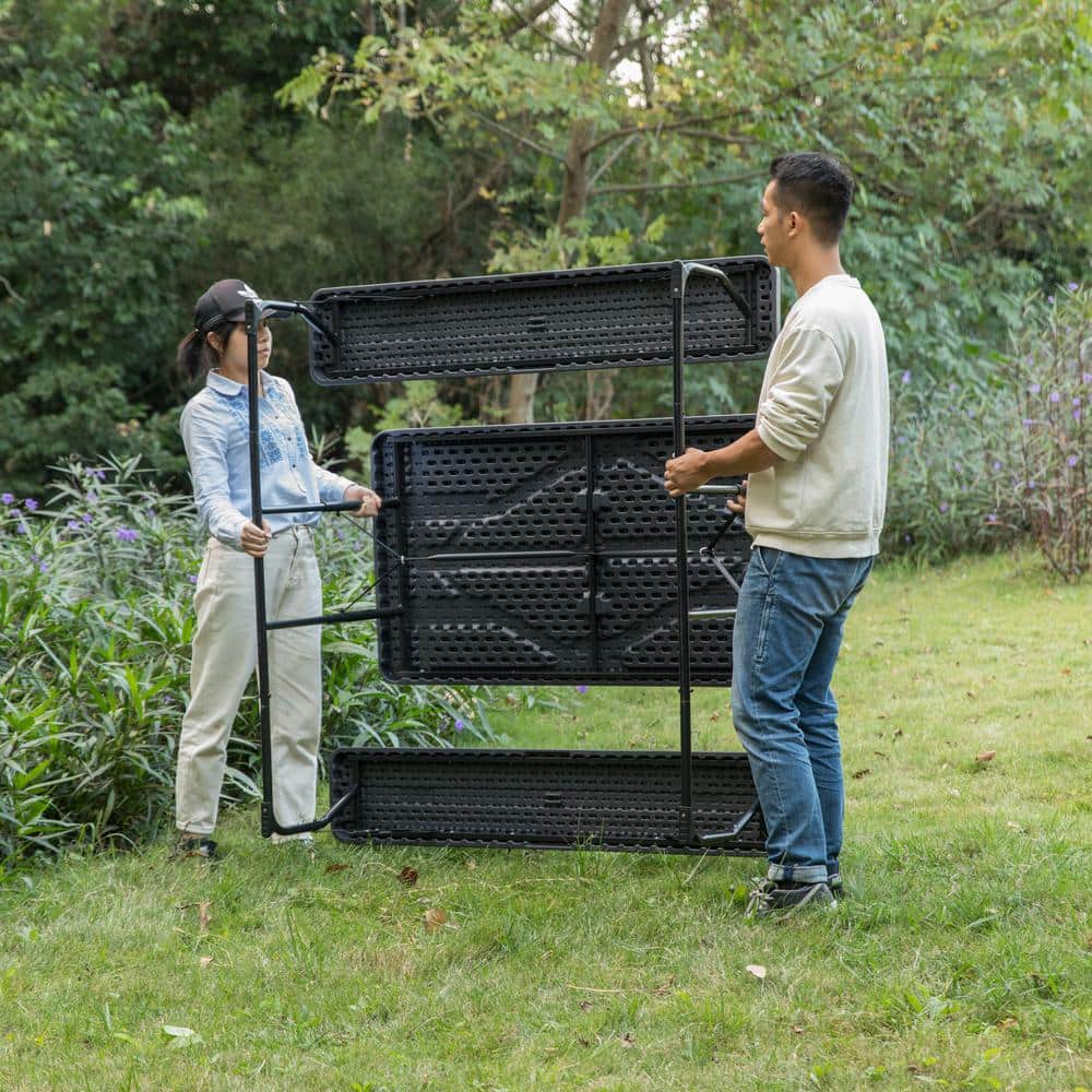 Gray Foldable Plastic and Steel Outdoor Picnic Table Set