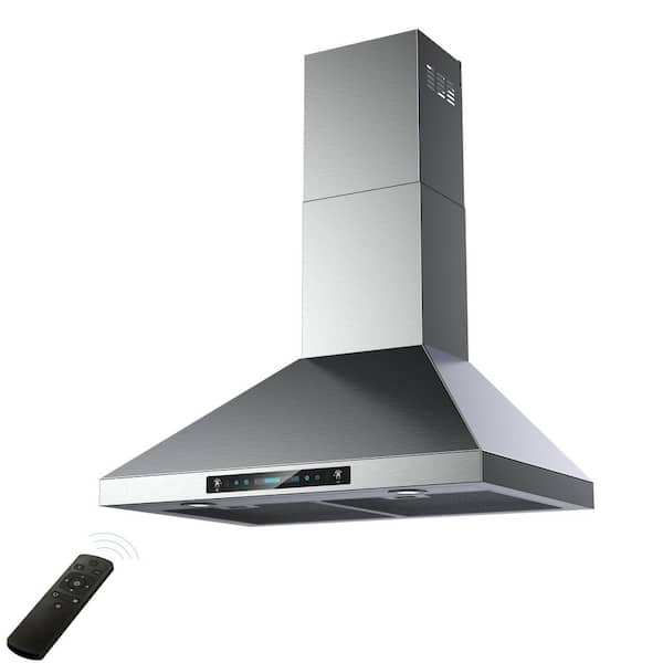 Mueller Home 36 520 CFM Ducted Wall Mount Range Hood in Silver with Remote Control Included RHW-3652