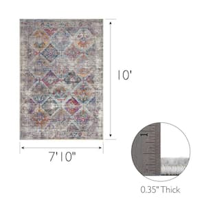Calian Vintage Muted Gray and Ivory 8 ft. x 10 ft. Patchwork Polypropylene Area Rug