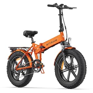 20 in. 750-Watt Electric Bike Fat Tire Mountain Beach Snow Electric Bicycles in Orange