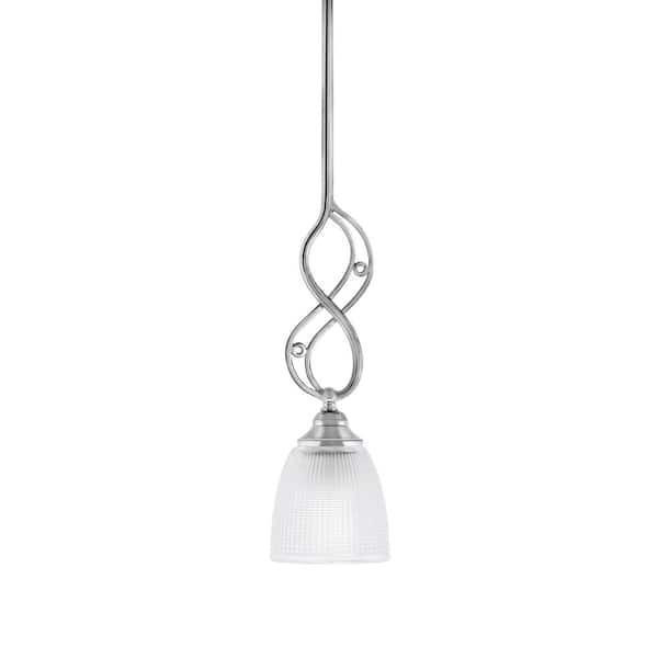 Unbranded Revell 100-Watt 1-Light Chrome Stem Mini Pendant Light with Clear Ribbed Glass Shade and Light Bulb Not Included