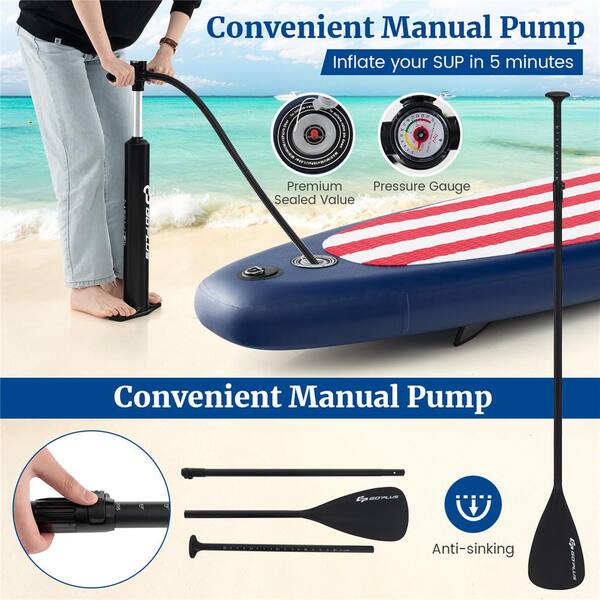 Costway 120 in. Blue PVC Portable Adjustable Stand Up Paddle