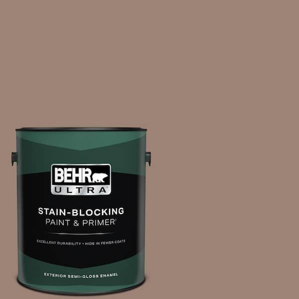 BEHR ULTRA 1 gal. #N150-4 Modern Mocha Semi-Gloss Enamel Exterior Paint & Primer