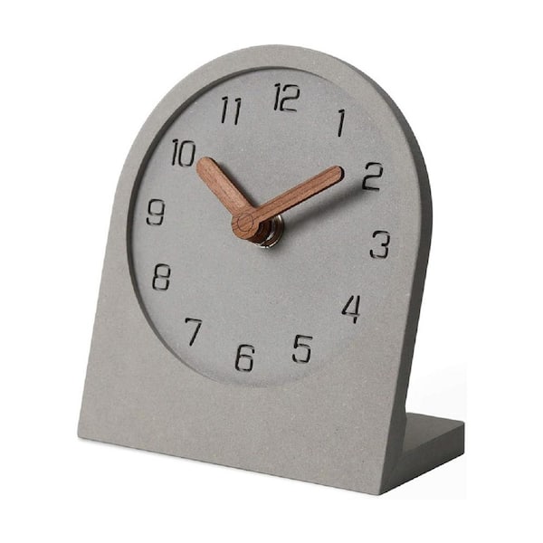 Aoibox Wooden Silent Non-Ticking Battery Operated Decorative Small Mini Analog Modern Shelf Desk Mantel Clock for Home, Gray