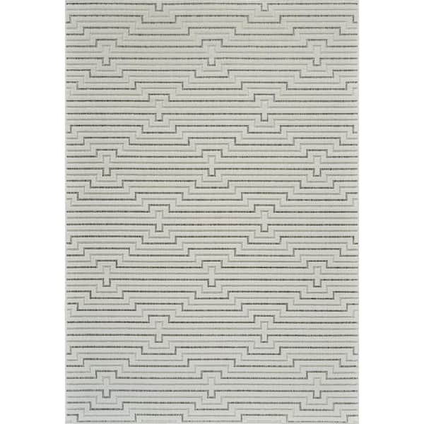 Maise Cream Beige 6 ft. x 9 ft. Modern Abstract Indoor Outdoor Area Rug