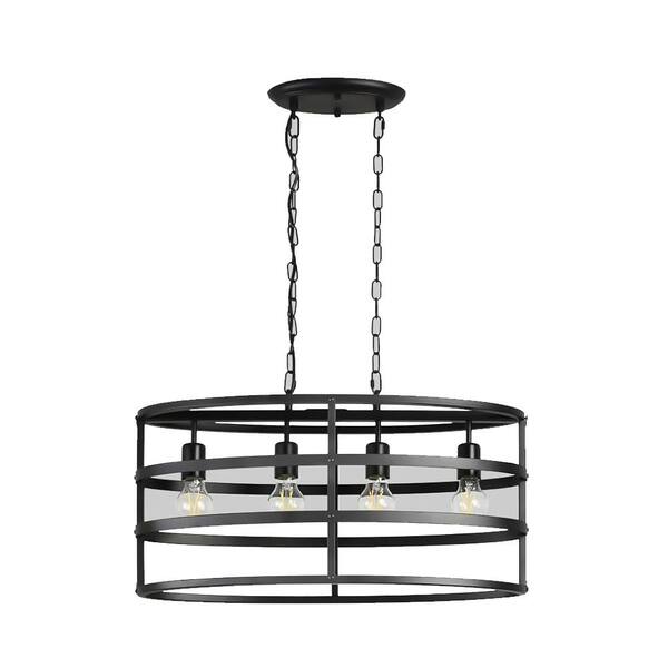 Depuley 4Light Black Industrial Chandelier, Kitchen Island Cage