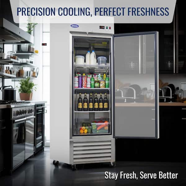 27 in. 23 cu. ft. Commercial Upright Merchandiser Refrigerator in Silver with 1 Tempered Glass Door
