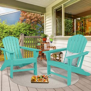 All-Weather Blue Plastic Adirondack Chair (2-Pieces)