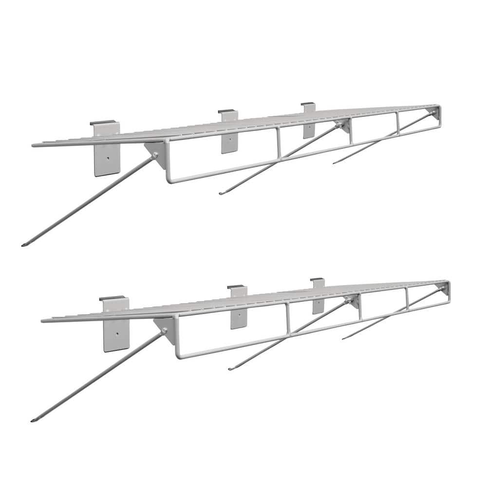 CROWNWALL 48 in. L x 12 in. W Slatwall Wire Shelf with Rail (2Pack