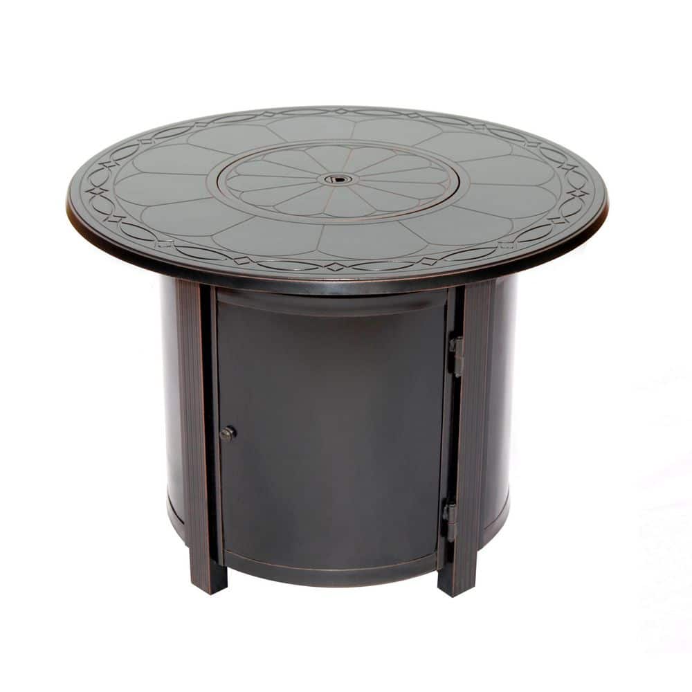 Hartwick 34" Round Black Aluminum Gas Fire Pit Table